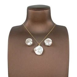 keshi baroque pearl set ,925 SILVER jewelry set with necklace and earring,100% NATURE FRESHWATER PEARL -good big baroque pearl,