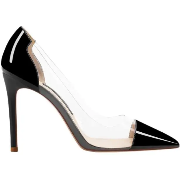 Sexy Woman White Black Red Sliver Nude Patent Leather PVC Patchwork Pumps Female Pointed Toe Shallow Slip On Dress Party Shoes