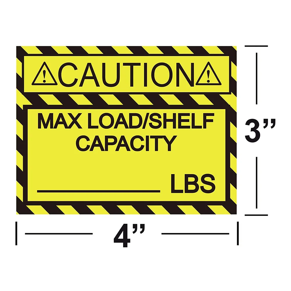 Pallet Rack Capacity Labels 3×4 Inch Caution MAX Load/Shelf LBS Warning Stickers Pack Industrial Strength Sticker