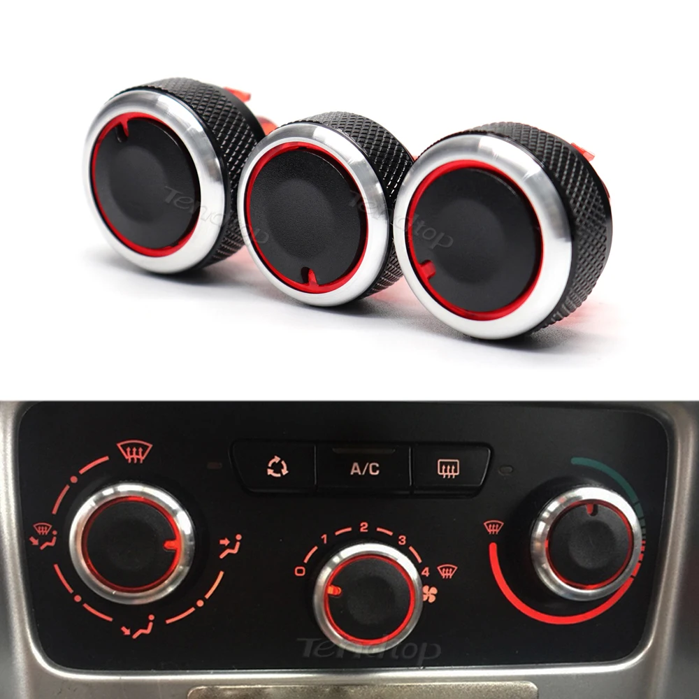 3pcs/Set Aluminum Ally For Peugeot 307 CITROEN C4 C-TRIOMPHE Air Conditioning Knobs Switch Heat Control Buttons Car Mouldings