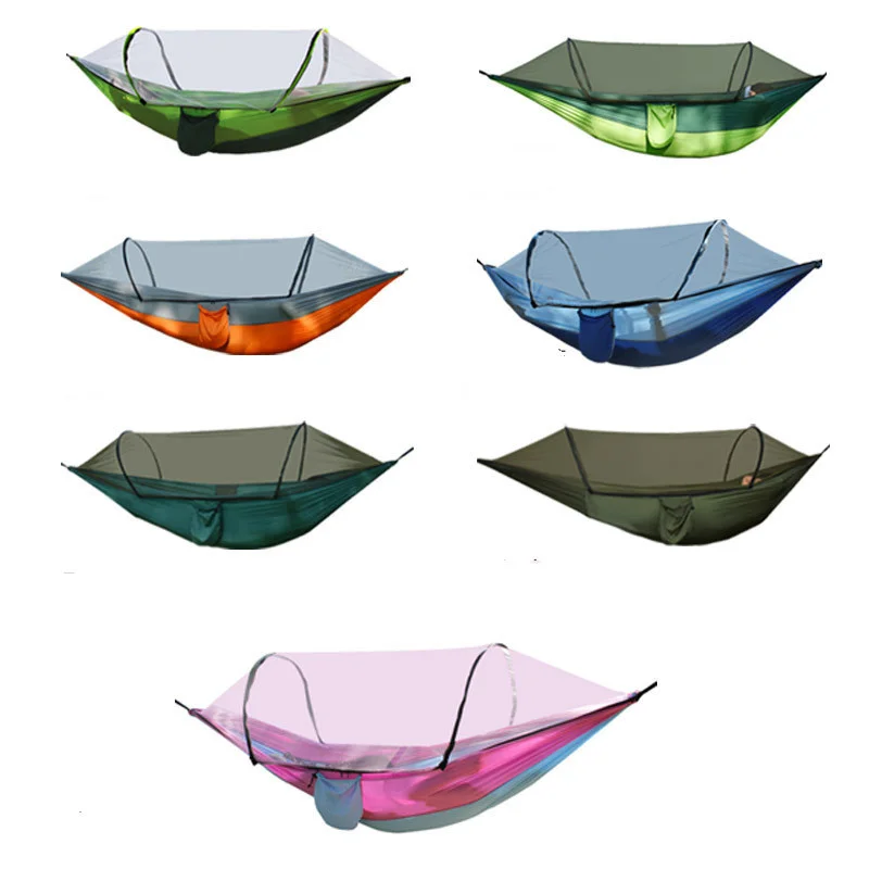 

1set Outdoor Camping Hammock with Mosquito Net Portable Parachute Fabric Hanging Bed Hunting Sleeping Swing Garden Accessories