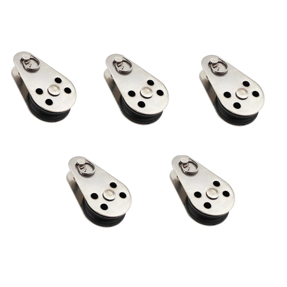 

5PCS 316 Stainless Steel Pulley 25mm Wire Rope Crane Pulley Block Hanging Wire Towing Wheel For 2mm To 8mm Rope