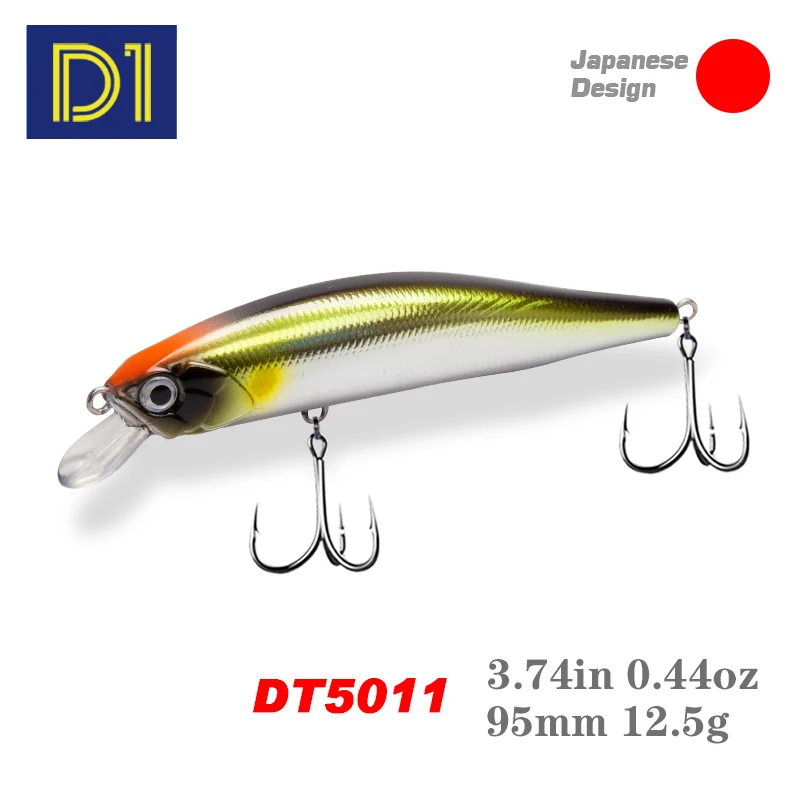 D1 Floating Minnow Fishing Lures 95mm 12.5g Artificial Wobblers For Pike Bass Trolling Jerkbait Natural Color Fishing Tackle