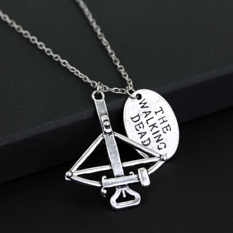 TV Series The Walking Dead Zombie Crossbow Axe Charm Pendant Necklace Baseball Bat Lucille Negan Chain Necklaces For Men Women