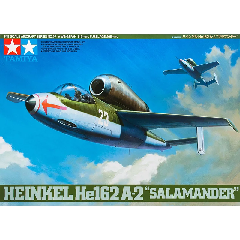 

Tamiya Plastic Assembly Military Model 1/48 Germany HE-162 Salamander Fighter Adult Collection DIY Assembly Kit 61097