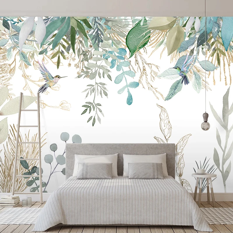 

Custom 3D Photo Wallpaper Plant Leaves Flowers Birds Mural Papel De Parede 3D Bedroom Living Room Modern Home Decoration Fresco