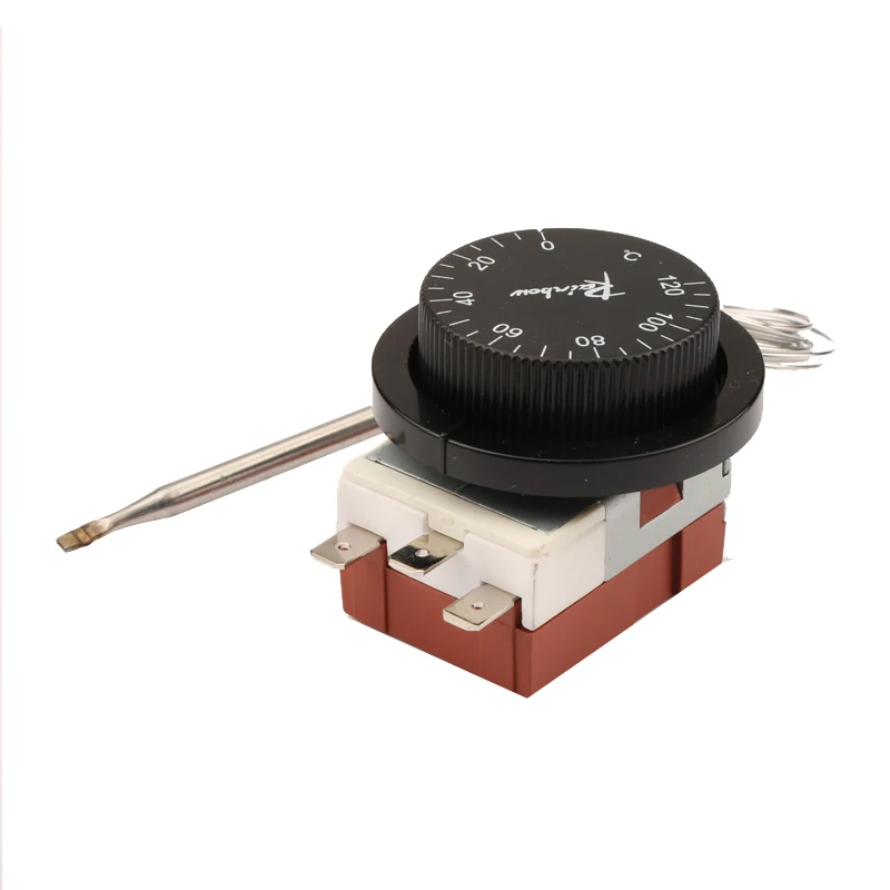 0-120°C Korea Rainbow Capillary Adjustable Thermostat - 3 pin Tempering Switch 3-feet Temperature Controller for Frier TS-120SR