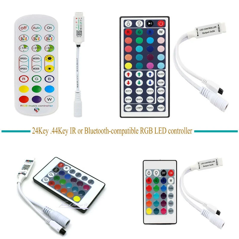 Music Led Bluetooth-compatible Controller 24 Keys LED IR 44 Keys Controler Dimmer LED Lights IR Remote DC12V For RGB LED Strip