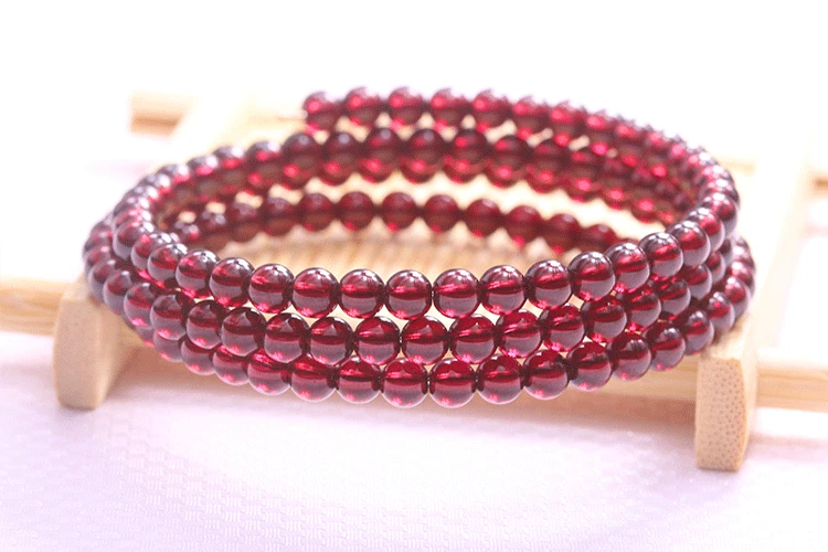 Imagem -06 - Red Garnet Rodada Pulseira de Contas para Homens e Mulheres Senhora Charme Clara Pulseira Voltas mm Aaaaaa Natural