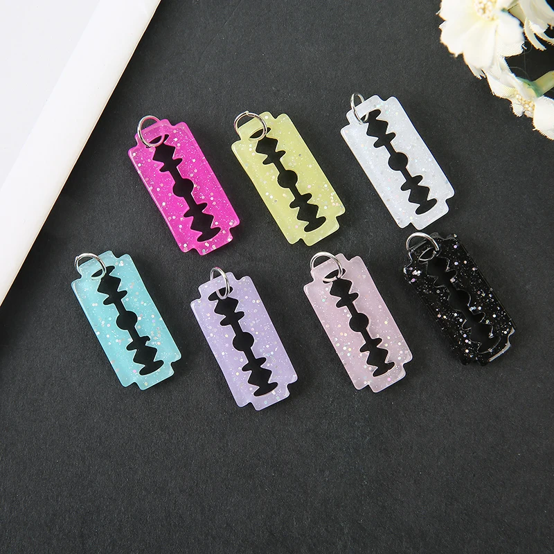 10Pcs  Blade  Earring Charms Flatback Resin Cabochons  Punk Pendant Accessories For Necklace Keychain DIY Making