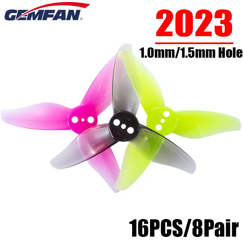 16PCS/8Pairs GEMFAN Hurricane 2023 2 Inch 3-Blade Propeller 3 Holes 1.0mm/1.5mm Center Hole Diameter for RC Toothpick FPV Drone