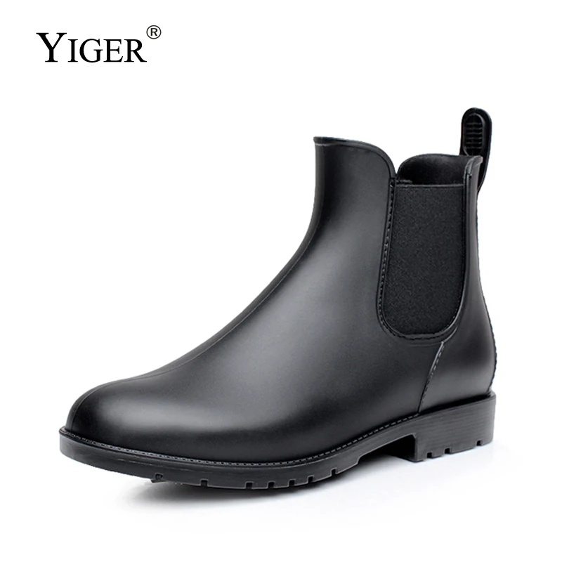 

YIGER Men Rain boots man Chelsea boots male Ankle boots men Casual Boots Men rubber rain shoes Waterproof Best-selling style 015