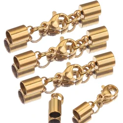 5pcs/lot Stainless Steel Gold Lobster Clasp Leather Crimp End Caps Tip Connection for DIY Bracelet Making Wholesalebulk Items
