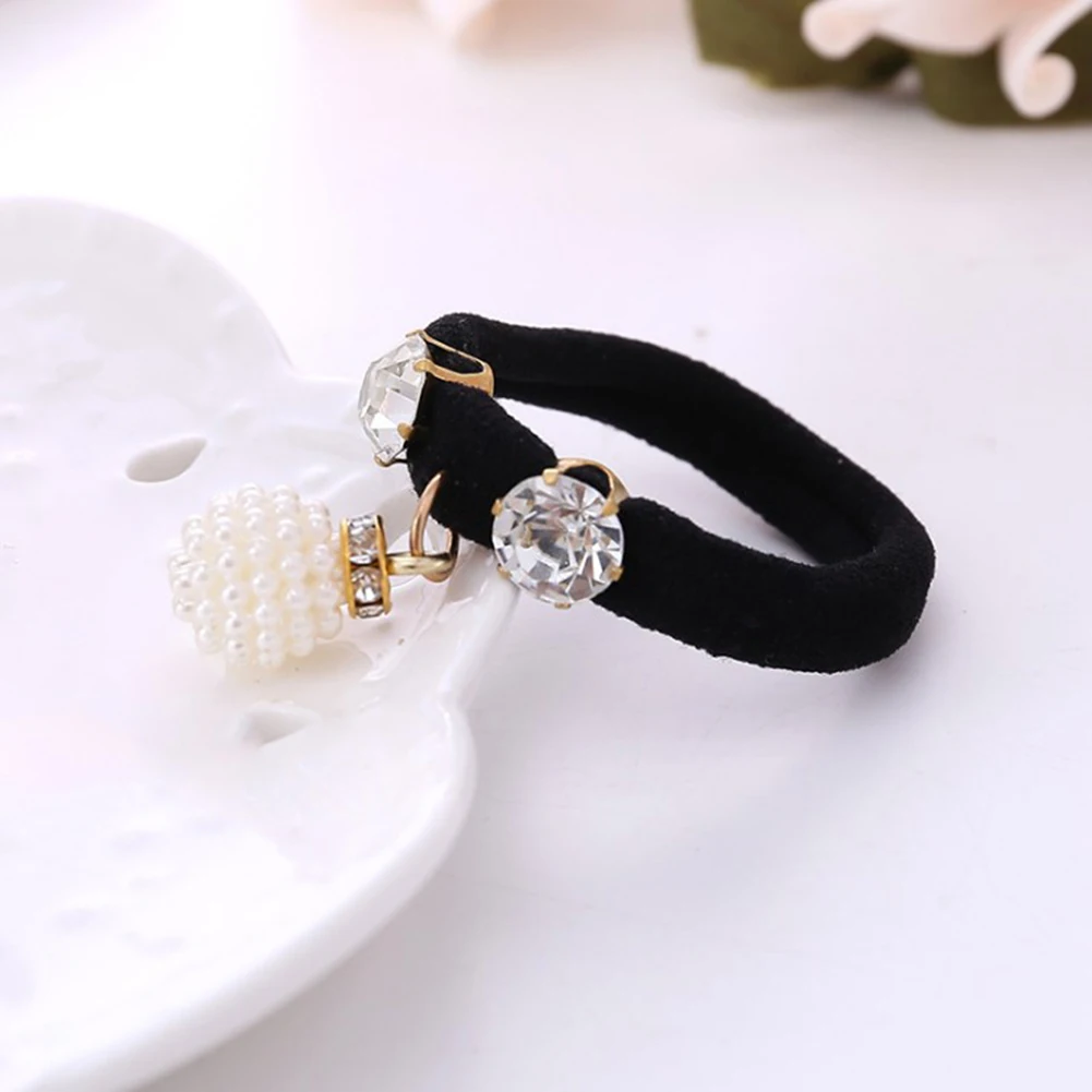 Big Diamonds Hair Ties Black Shiny Rhinestone Seamless Rubber Band Elastic Hair Rope Korean Fashion Hair Ring Hair Accessories