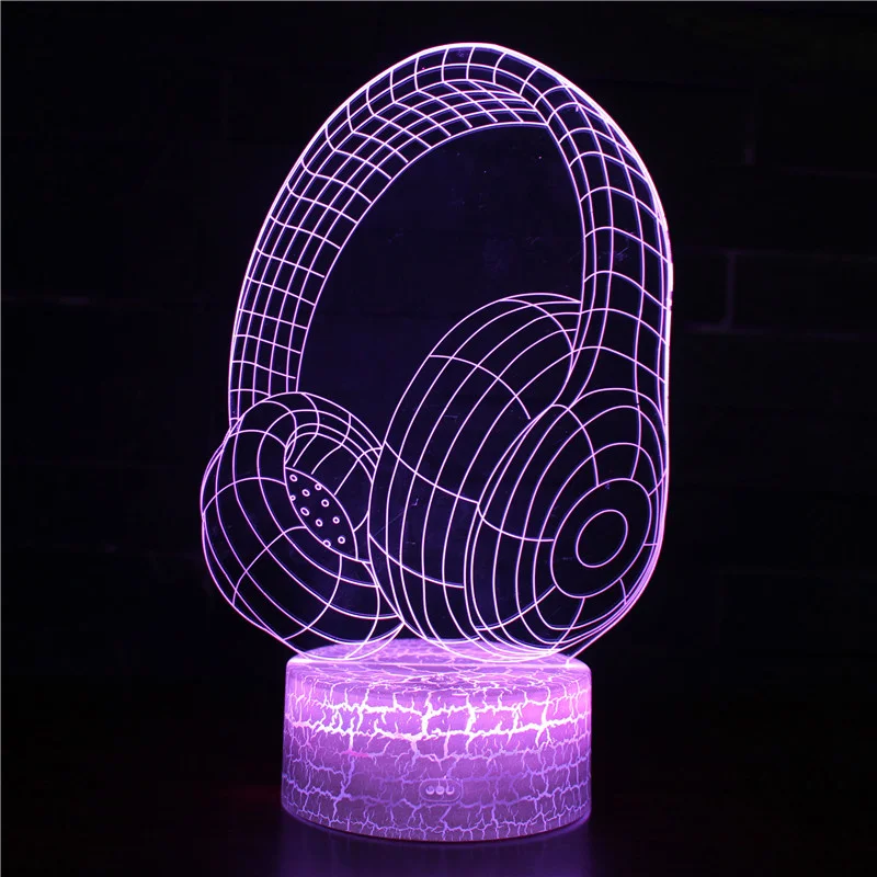 3D Headphone Lamp Led Night Light 7 Colors Changing Hologram Nightlight Bedroom Decoration Home Birthday Christmas Gift for Kids