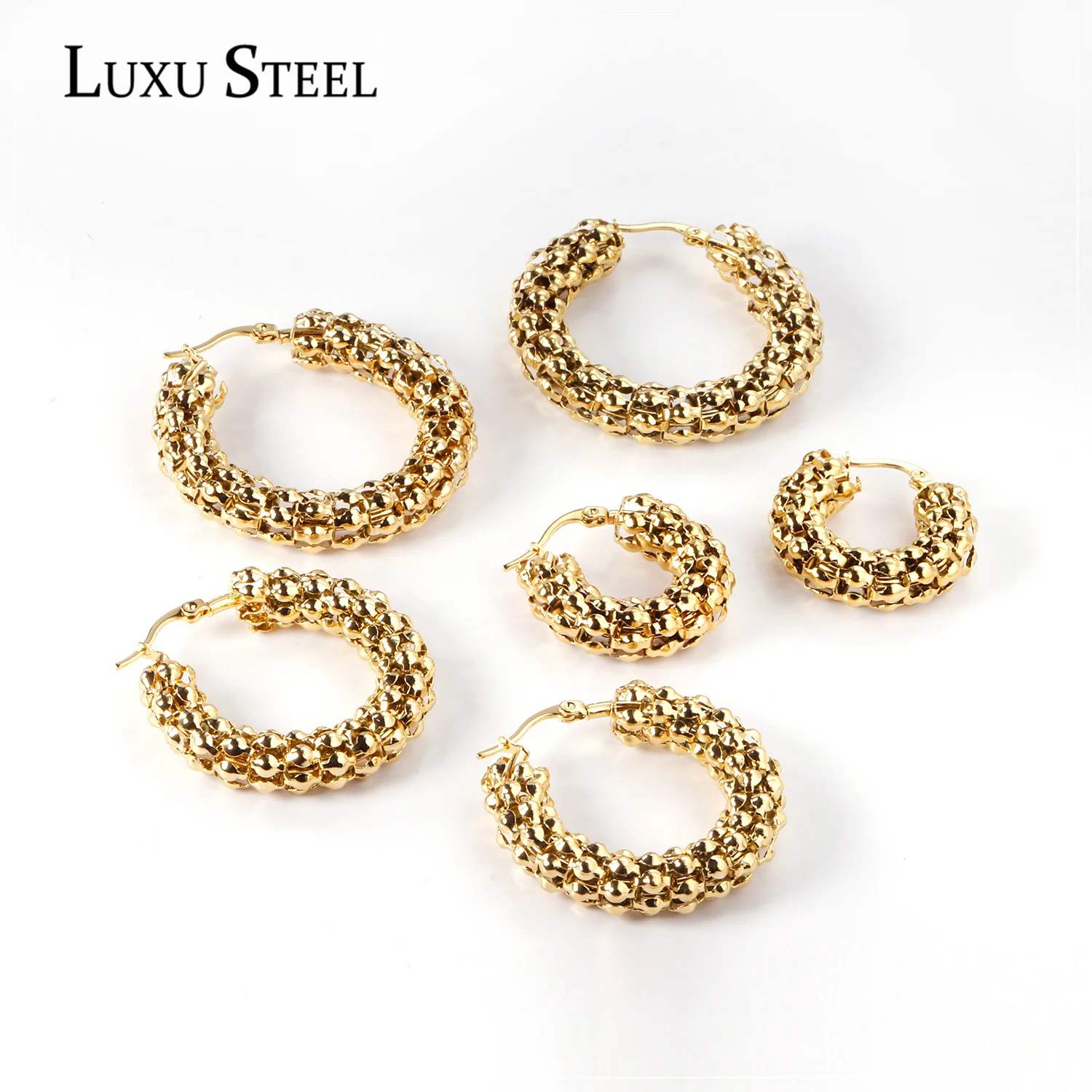 LUXUSTEEL Vergoldete Kreisohrringe im übertriebenen Stil, 10/25/30 mm, einzigartige kreative Ohrringe für Party-Accessoires für Mädchen