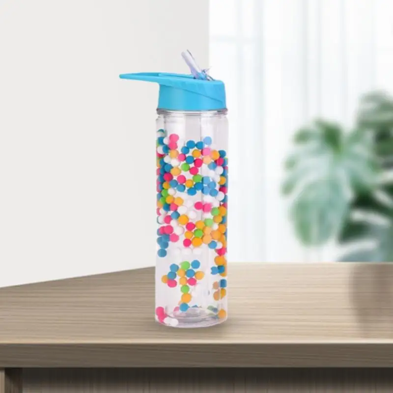 

500ML Creative Gradient Color Plastic Cup Rainbow Double Layer Bottle Sealed And Leak-proof Outdoor Cute Straw Cup Drinkware