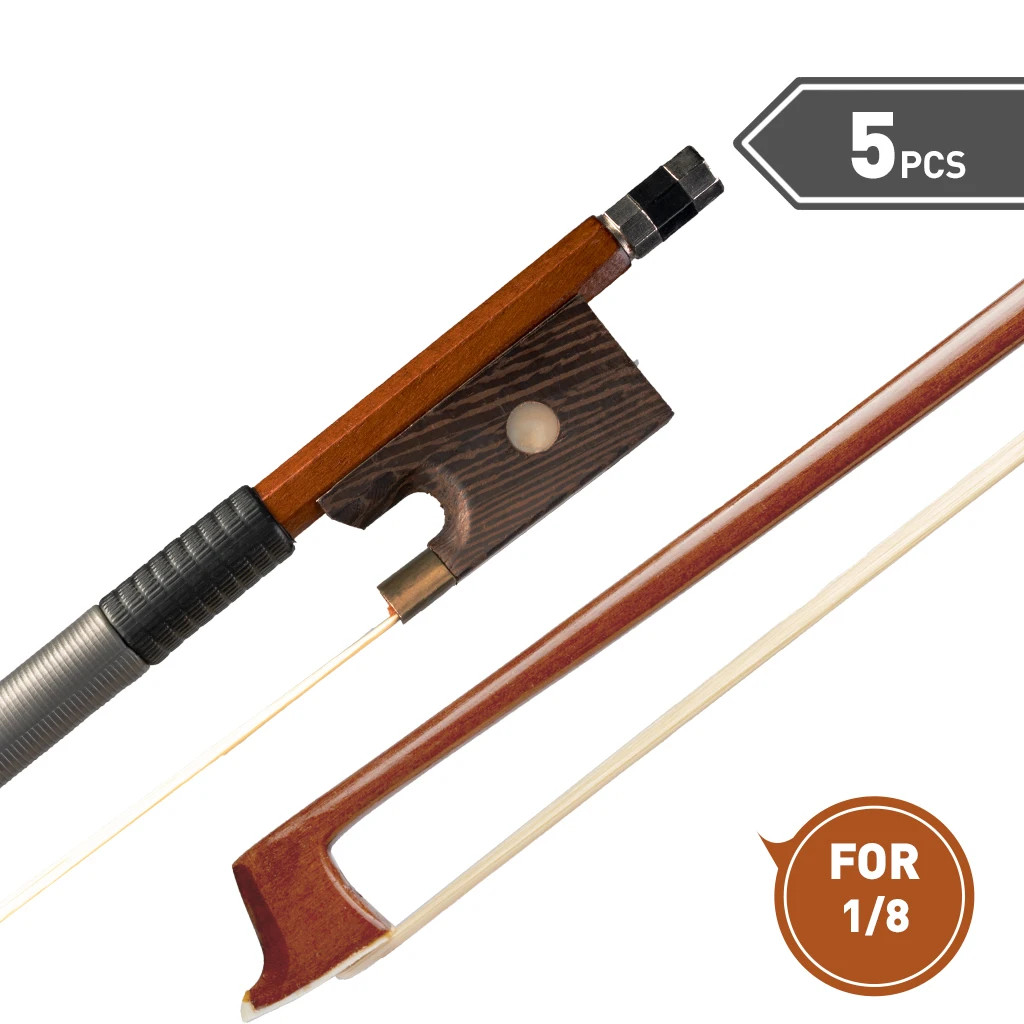 

5pcs/ 1set Brazilwood 1/8 Violin Bow Small Size Violin Bow Mongolian Horsehair Bow Student Bow