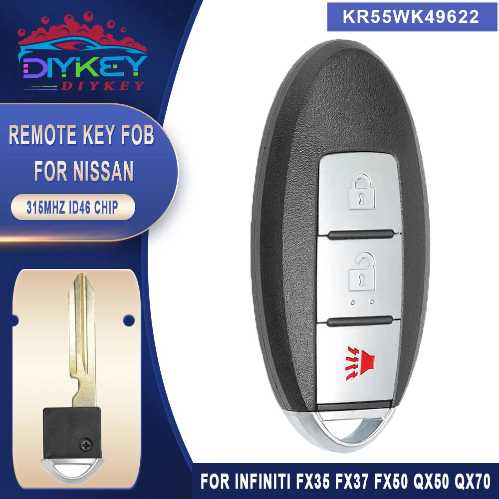 

DIYKEY KR55WK49622 315MHz For Nissan Murano 370Z Infiniti EX35 EX37 FX35 QX50 2009-2013 ID46 CHIP Smart Remote Key Proximity Fob