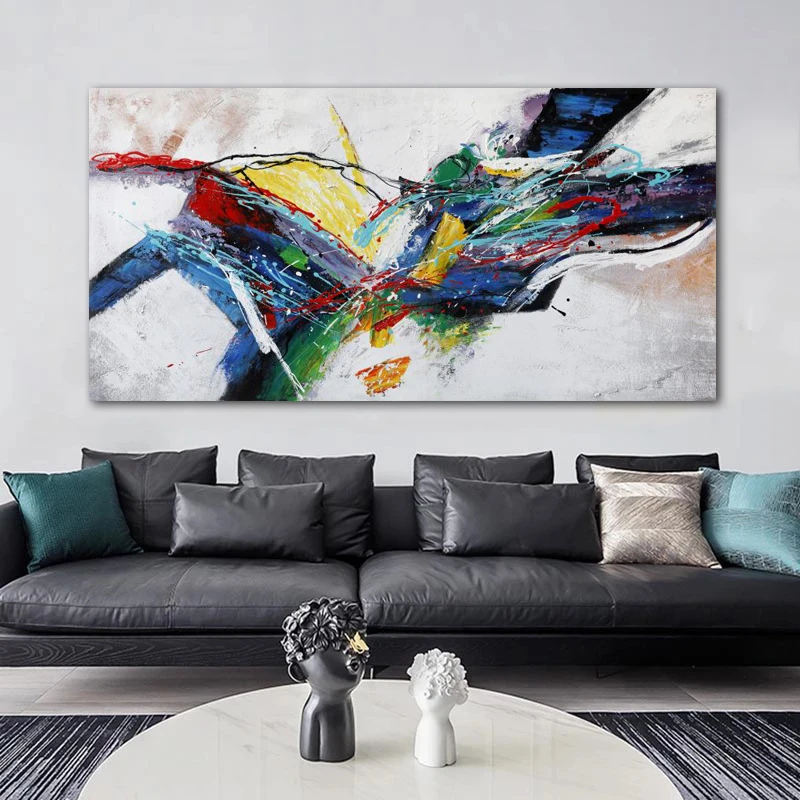 One Piece Abstract Oil Painting On Canvas Prints Wall Decor Art Pictures For Living Room Modern Home Decoration Colorful Cuadros