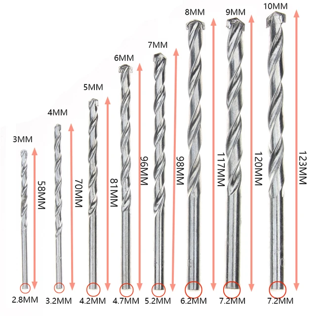 Power Tools Kit Drill Bit 8pcs set 8 Wall Concrete Hss Drill Bit 3 10mm Twist Aliexpress