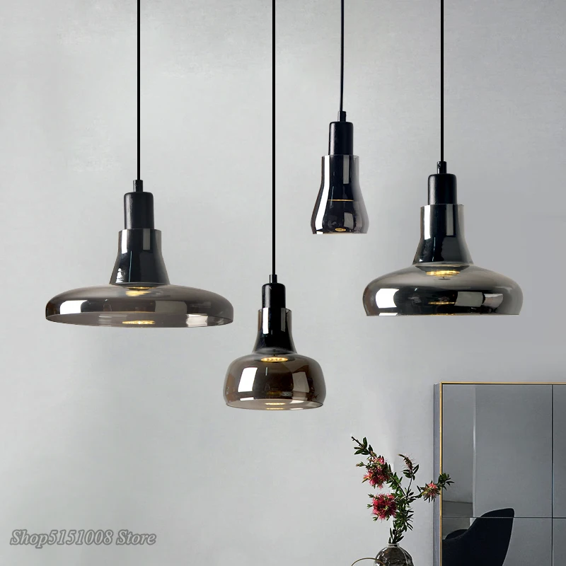 Modern Smoke Gray Glass Pendant Lights Nordic dining room Special Disc Design Pendant Lamp lustre hanging lamp Lighting Fixtures