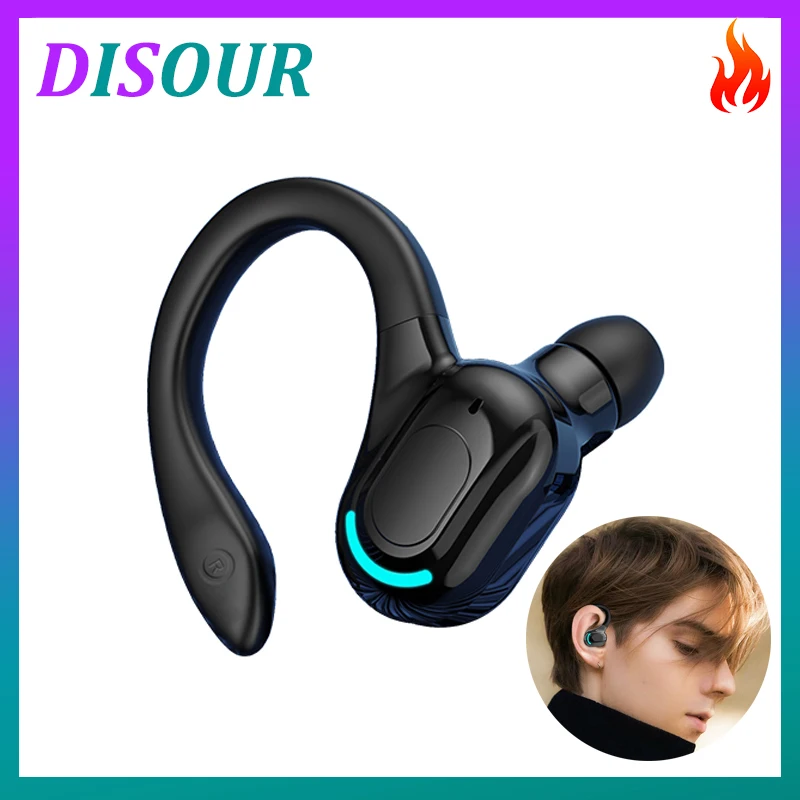 DISOUR-auriculares inalámbricos M-F8 con Bluetooth 5,2, cascos de negocios con gancho para la oreja, estéreo, reducción de ruido y micrófono