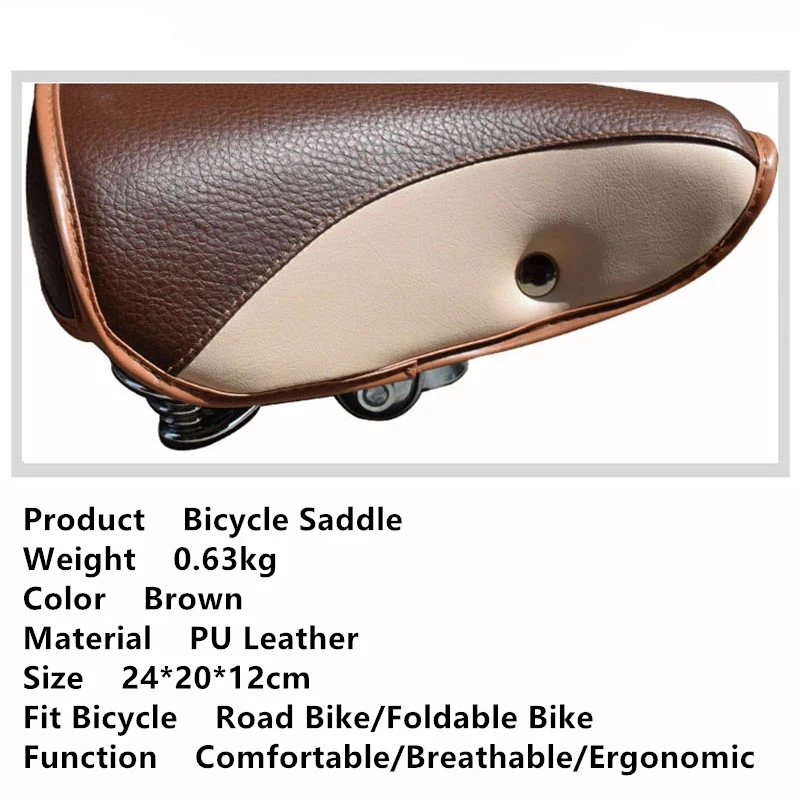 Bicycle Saddle Vintage Road Bike Seat Leather Cushion Comfortable Cycling Parts Rivet PU Steel Base Material