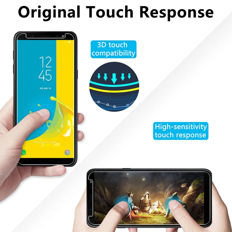 Película para celular protetora de vidro temperado, 2 peças, para samsung a7 2018, a750, a6, a8 plus, galaxy a9, star lite pro