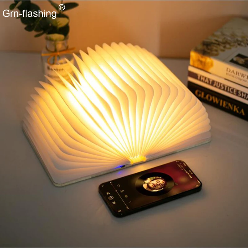 3 Color Folding Accordion Wooden Night Light Creative Baby Child Birthday Christmas New Year Gift Lights USB Recharge Table Lamp