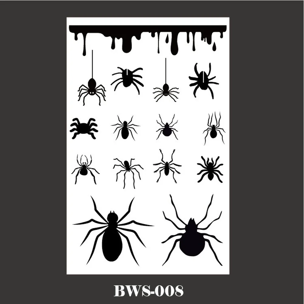 Waterproof Temporary Tattoo Stickers Black Bat Spider Web Water Transfer Tatto Stickers Halloween Makeup Stickers Fake Tatoo