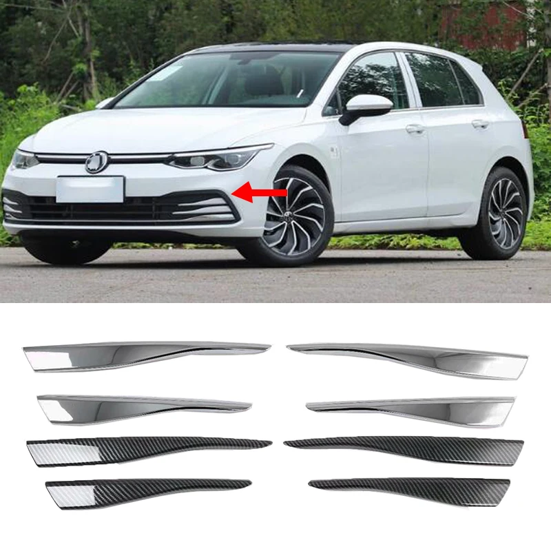 For Volkswagen VW Golf 8 MK8 280TSI Pro 2021 2022 ABS Chrome  Fron Fog Light Lamp Grill Frame Panel Cover Bezel Trim Styling 4PC