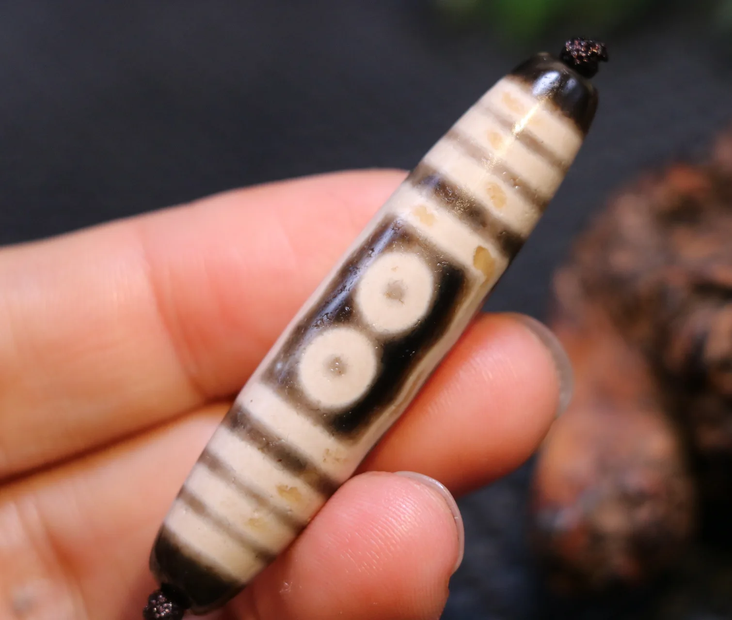 Magic Power Energy Tibetan Old Agate Black&White 5 Eye Rich Symbolize dZi Bead Amulet Pendant Talisman UPD220102A15