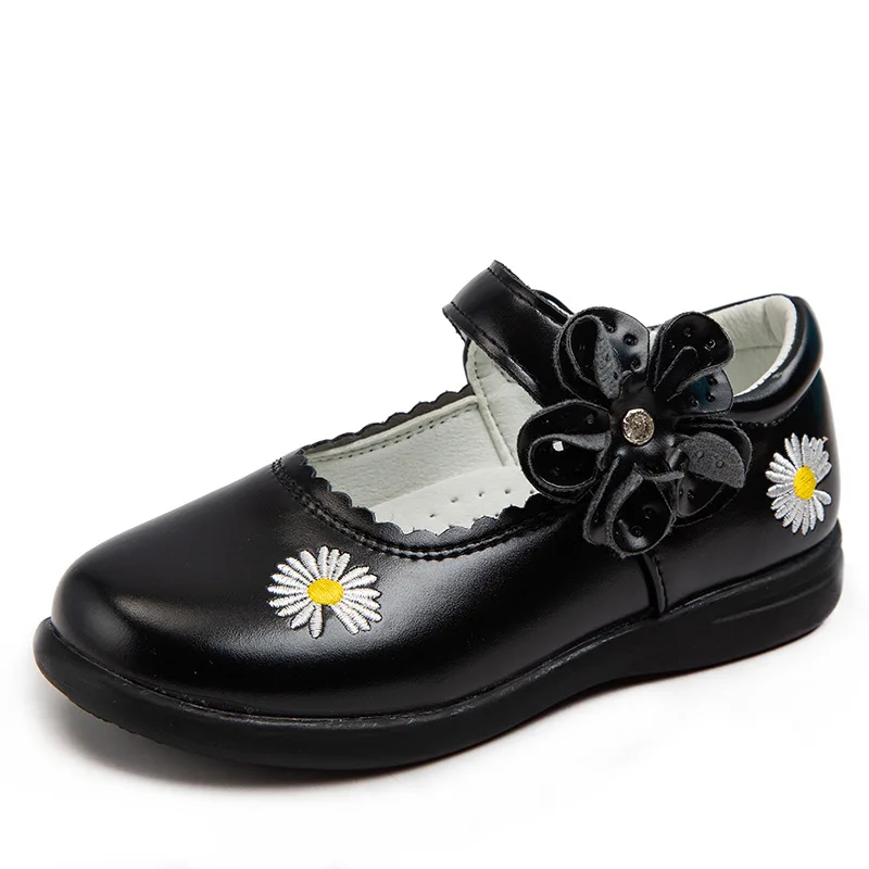 Mode Blume Schuhe Für Große Kinder Kleid Für Schule Schuhe Für Kleine Mädchen Schwarz Prinzessin Leder Kinder Schuhe 3 10 zu 12 Jahr