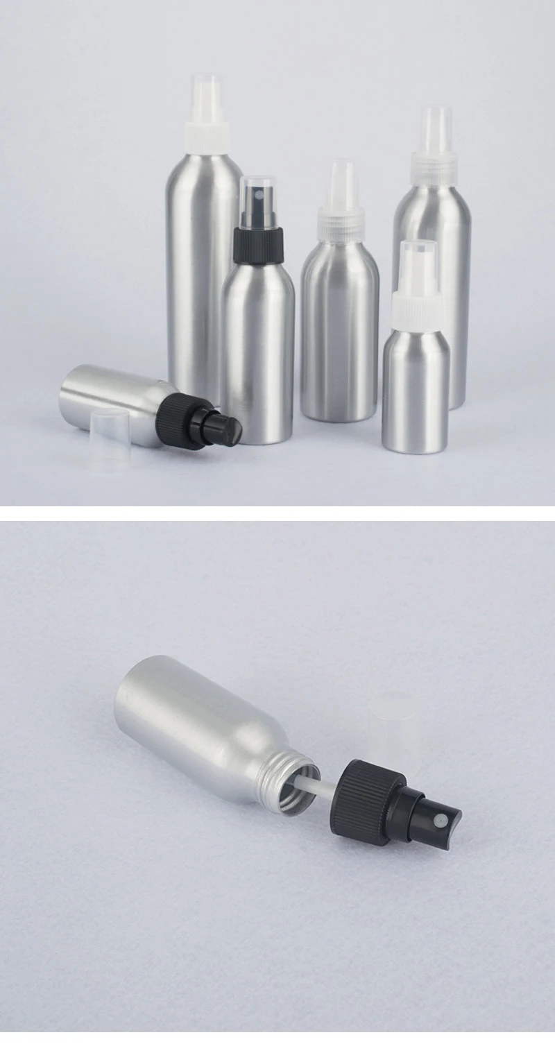 30/50/100/120/150/250ml Aluminum Spray Bottle Refillable Bottles Perfume Empty Container Travel Cosmetic Sprayer Atomizer Silver