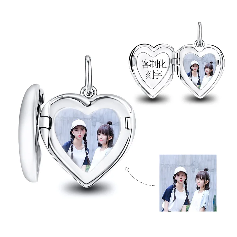 Personalized Photo Necklace Heart Friend Photo Picture Locket Pendant Necklace Jewelry Couple Romantic Valentines’s Day Gifts