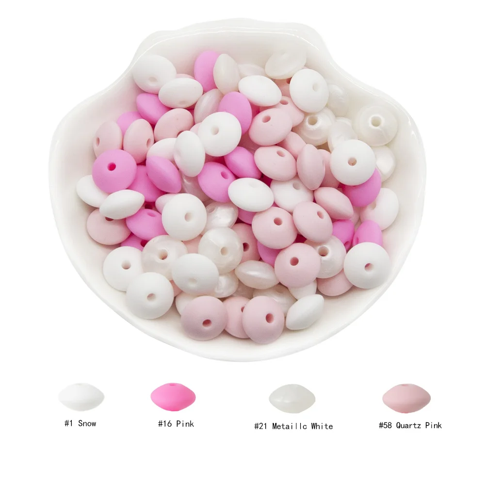 Cute-idea 12mm 50pc Lentil Silicone bead DIY Baby Handmade Pendant Necklace Baby toy infant Teether products Food Grade BPA Free