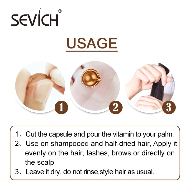 Sevich 30PCS/Bottle Castor Oil Hair Growth Capsule Hair Loss Treatment Serum Oil Nourishing & Smoothing Hair Care Oil