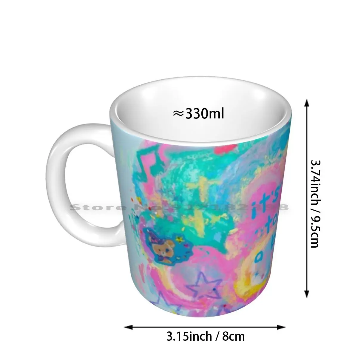 Recommended Rest Ceramic Mugs Coffee Cups Milk Tea Mug Kidcore Kidwave Yume Kawaii Fairy Kei Rainbow Colorful Text Animals