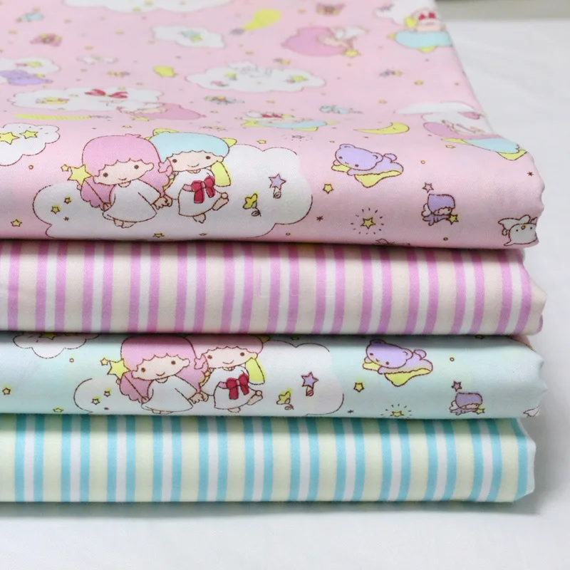 Pink Star Princess Cartoon Twill Cotton Fabric For Quilting Bedding DIY Sewing Accessories By Half Meter