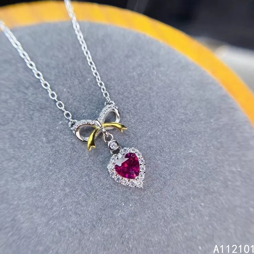 

KJJEAXCMY fine Jewelry 925 Sterling Silver Natural Garnet Girl new exquisite Pendant Necklace chain Support Test Chinese style