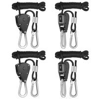2/4/12pcs 1/8 Inch 8Feet Long Heavy Duty Adjustable Rope Clip Hanger for Grow Kit Hanging Ratchet Canoe Bow Stern Tie Down