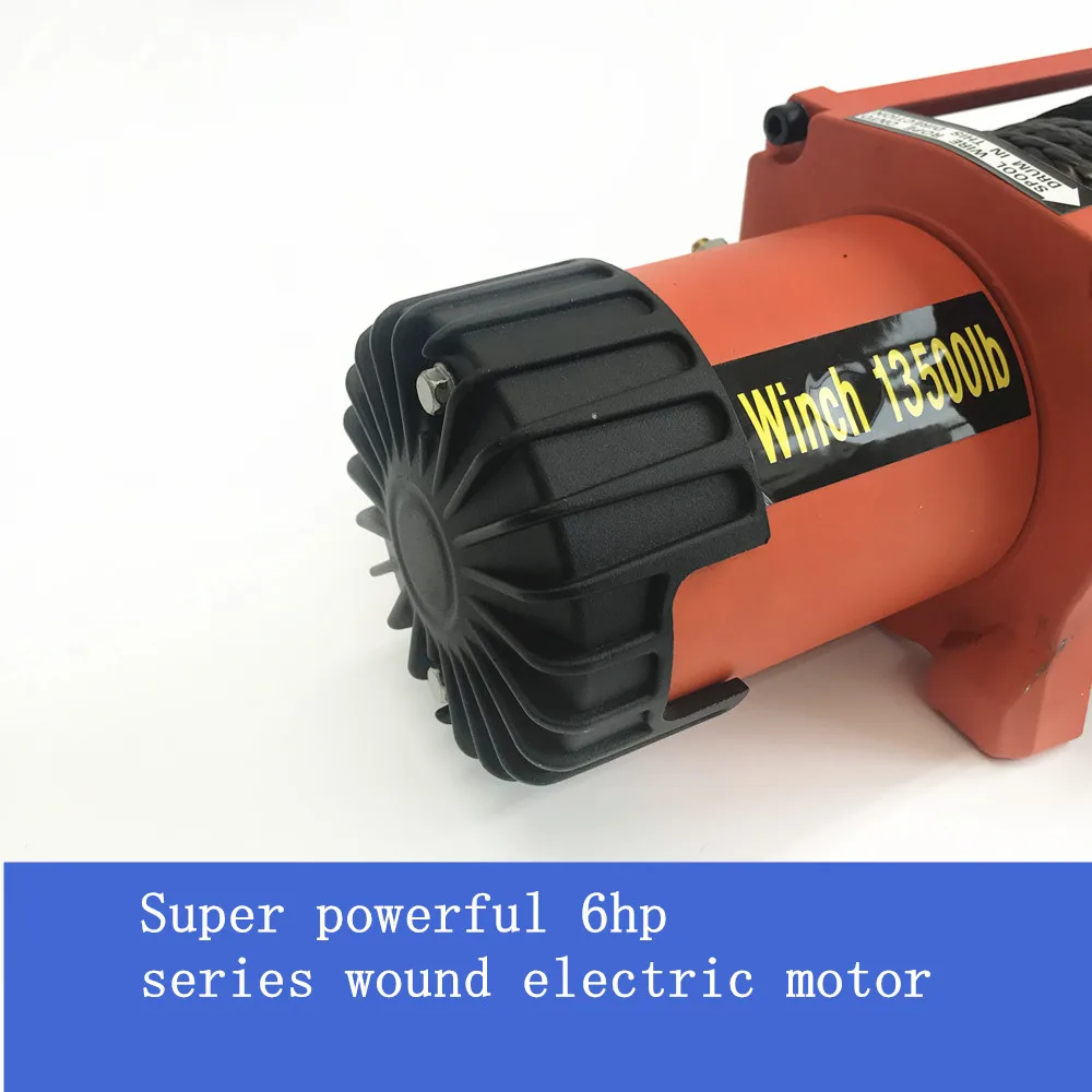 ウィンチ車12v 13500lb電動ウインチヘビーデューティatvトレーラー高引張ナイロンロープケーブルリモート制御設定した電気ウインチ