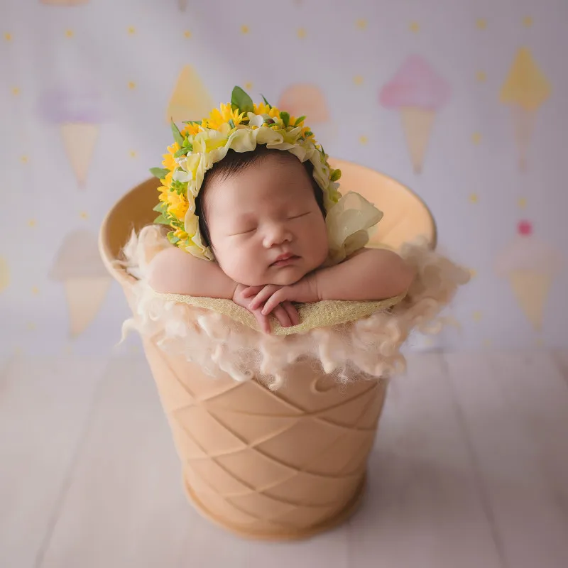 Baby Photography Props Posing Props Ice Cream Cone Type Infant Shoot Containers Big Creative Props Baby Sweet Theme New Style