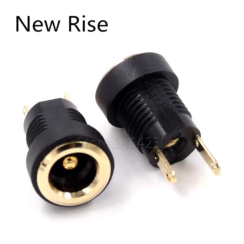 100Pcs 3A 12v for DC Power Supply Jack Socket Female Panel Mount Connector 5.5mm 2.1mm Plug Adapter 2 Terminal types GOLD PLATED