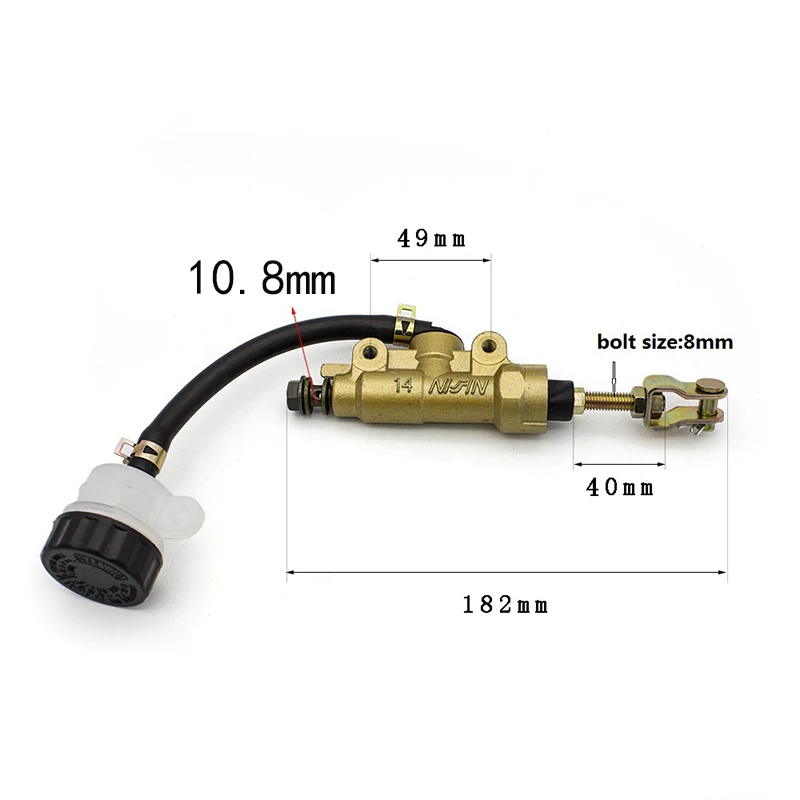 Universal 10mm ATV Go Cart Pit bike Motorcross Motorcycle Rear Brake Master Cylinder Pump For Honda Yamaha Ducati Suzuki Aprilia