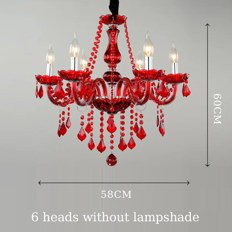 Red Wedding Chandelier Luxury Crystal Pendant Light for Foyer Bedroom Hotel Lobby Bar E14 Candle Hanging Lamps