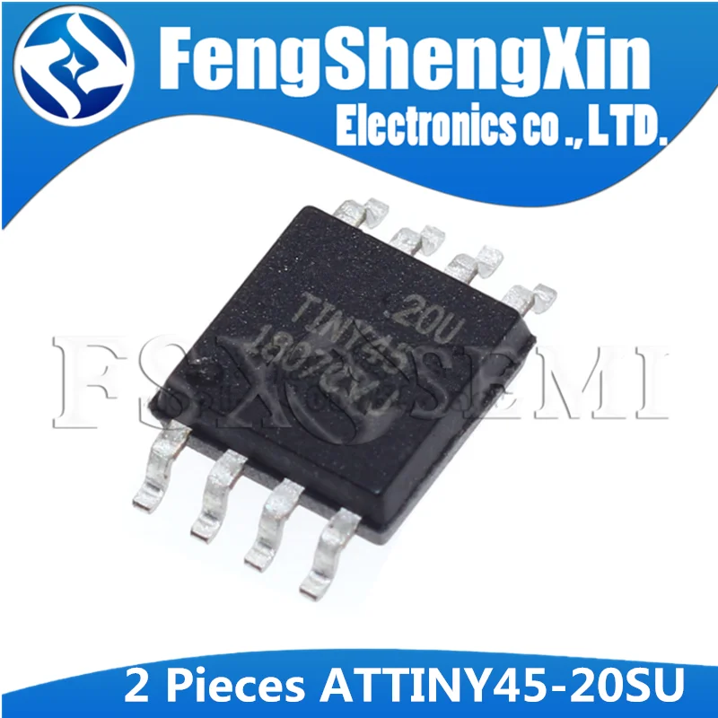 2PCS ATTINY45-20SU SOP-8 ATTINY45-20 SOP8 ATTINY45 45-20SU IC   Programmable Flash