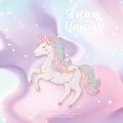 10 Style Self Adhesive Cartoon Unicorn Rainbow Bow Star Heart Embroidered Patches for Clothing Iron on Clothes Flower Stripes