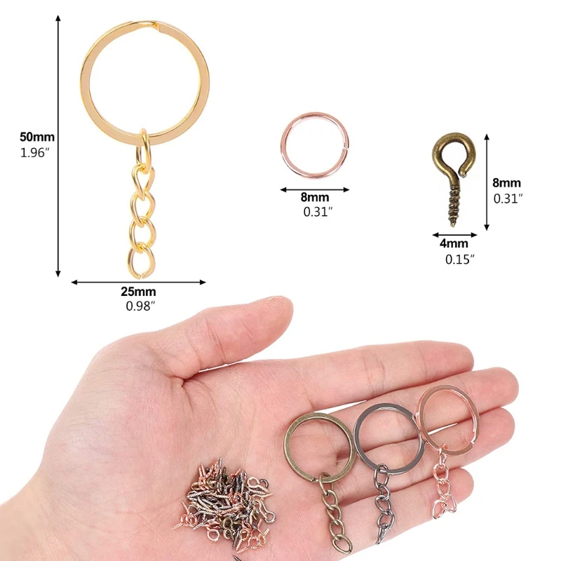Tanstic Kit De 372 Llaveros De Colores – Ideal Para Manualidades, Joyería Y DIY | Incluye Cadena, Anillas Y Pasadores